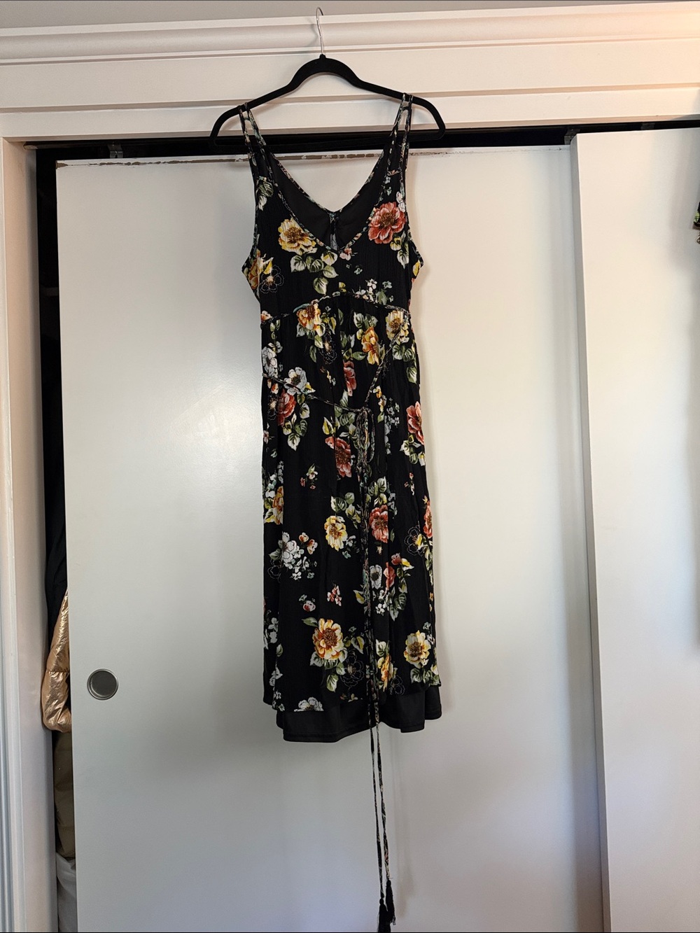 torrid Black Floral Midi Dress with Spaghetti Straps